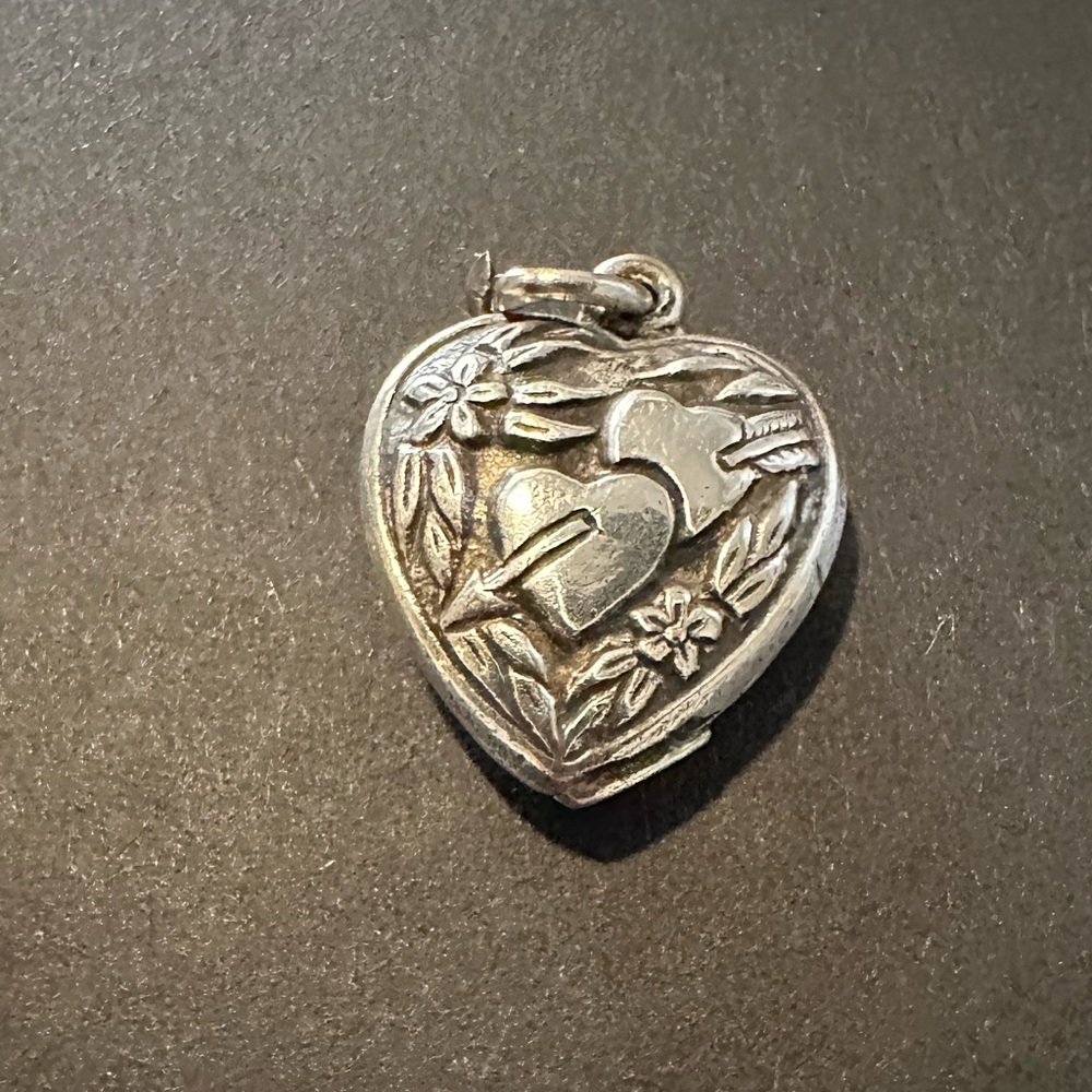 Vintage Sterling Silver Puffy Heart Sweetheart Charm